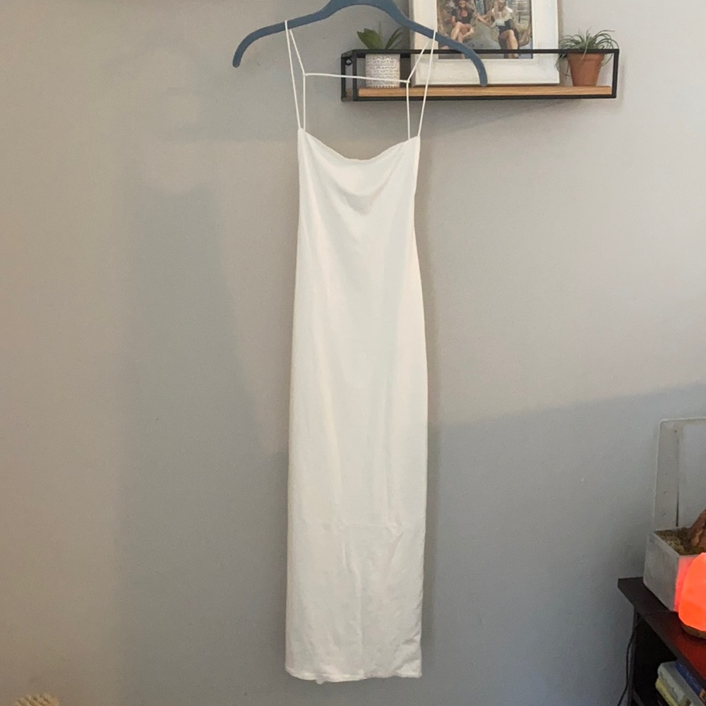 White Backless Evening Dress